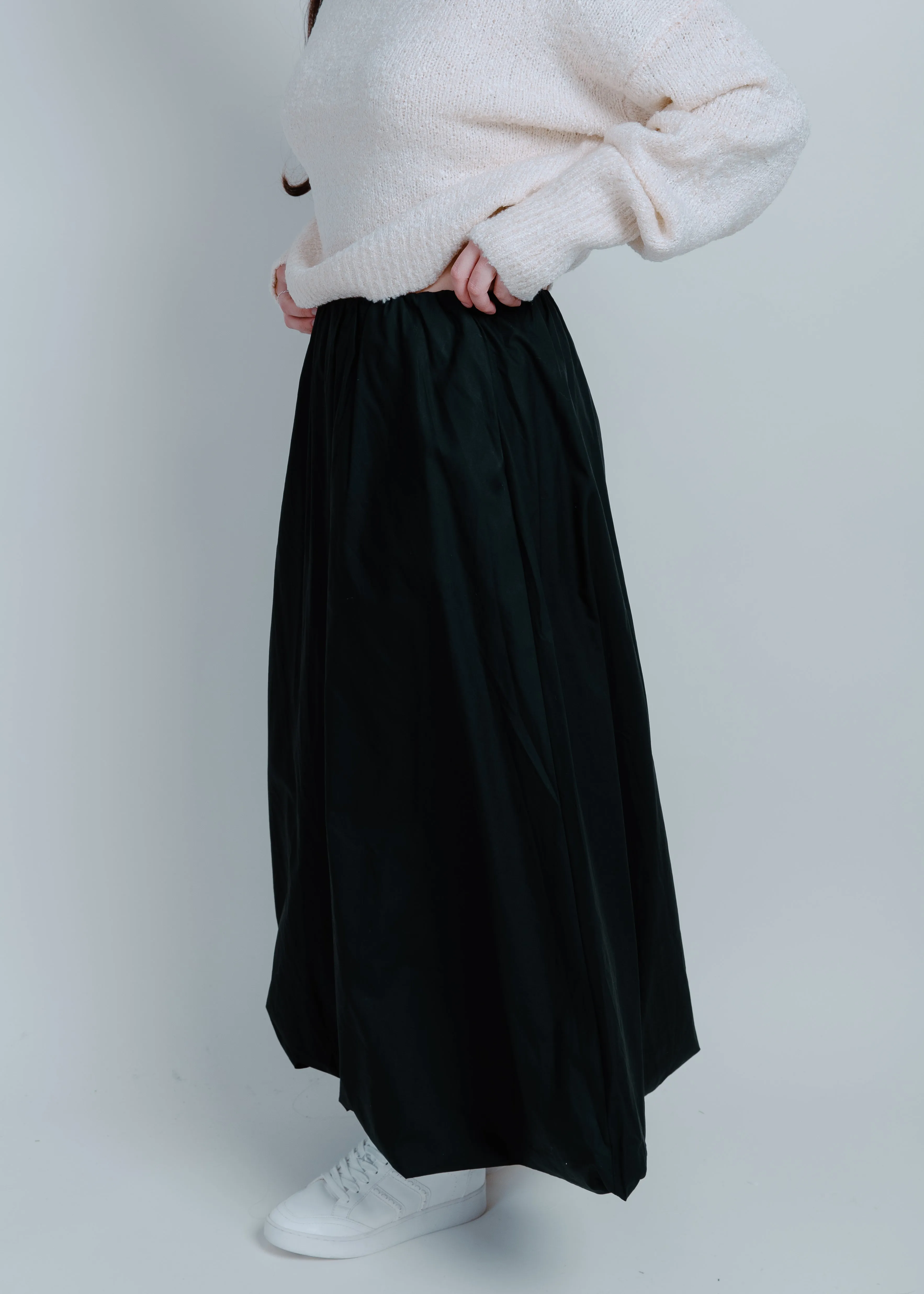 Malen Bubble Midi Skirt - Black