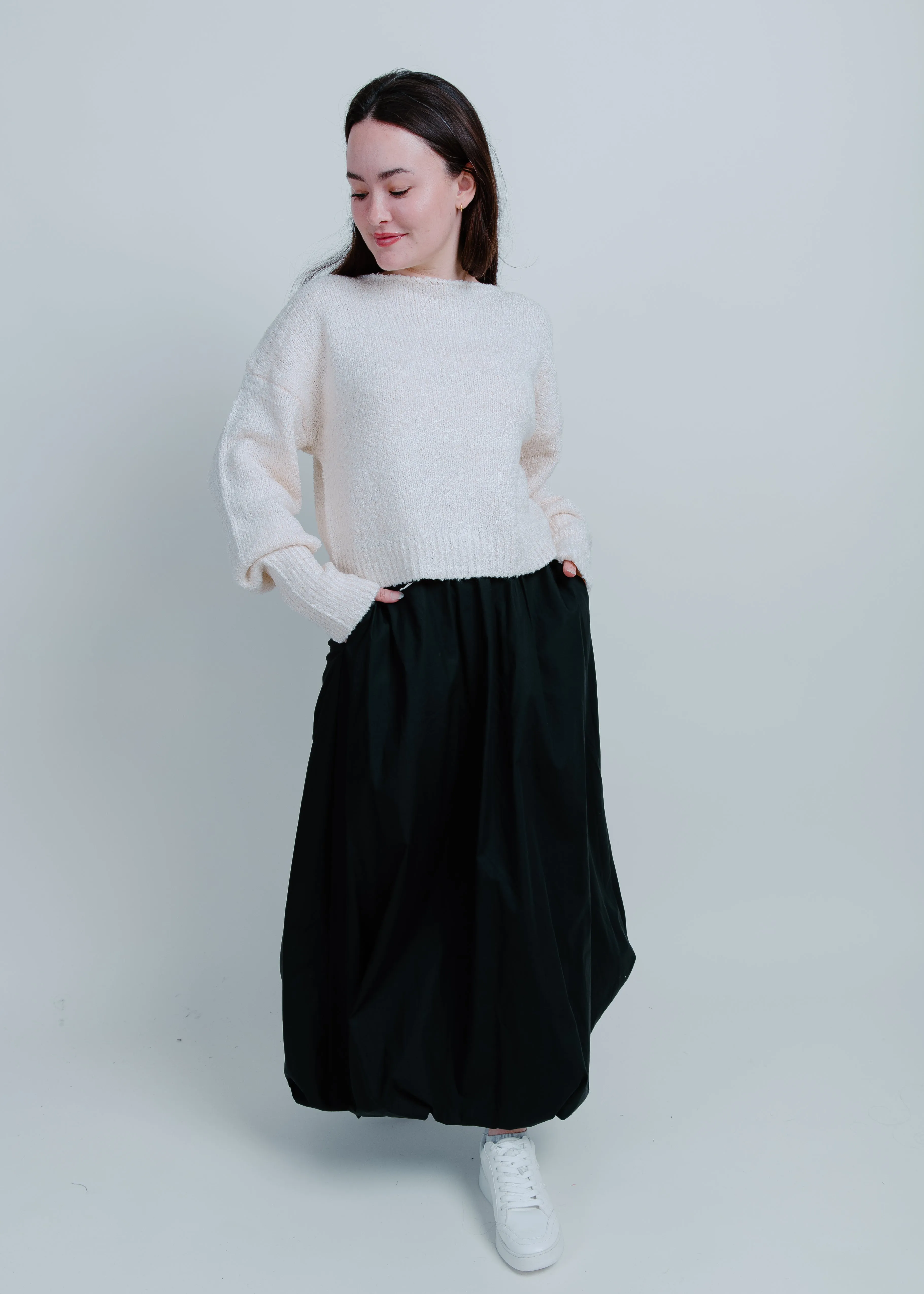 Malen Bubble Midi Skirt - Black
