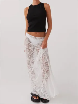 Malia Fairycore Boho Floral Lace Maxi Skirts