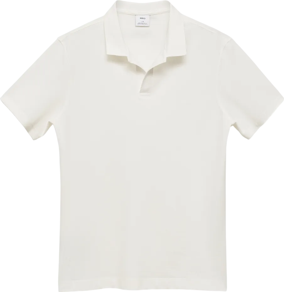 MANGO White Slim-fit Cotton-piqué Polo Shirt UK XL
