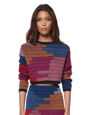 Mara Hoffman Radial Knit Cropped Sweater in Raspberry
