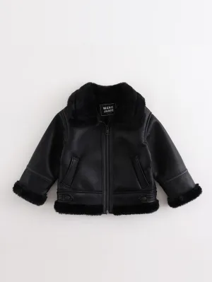 MARC & JANIE Boys Fleece Lined PU Leather Jacket