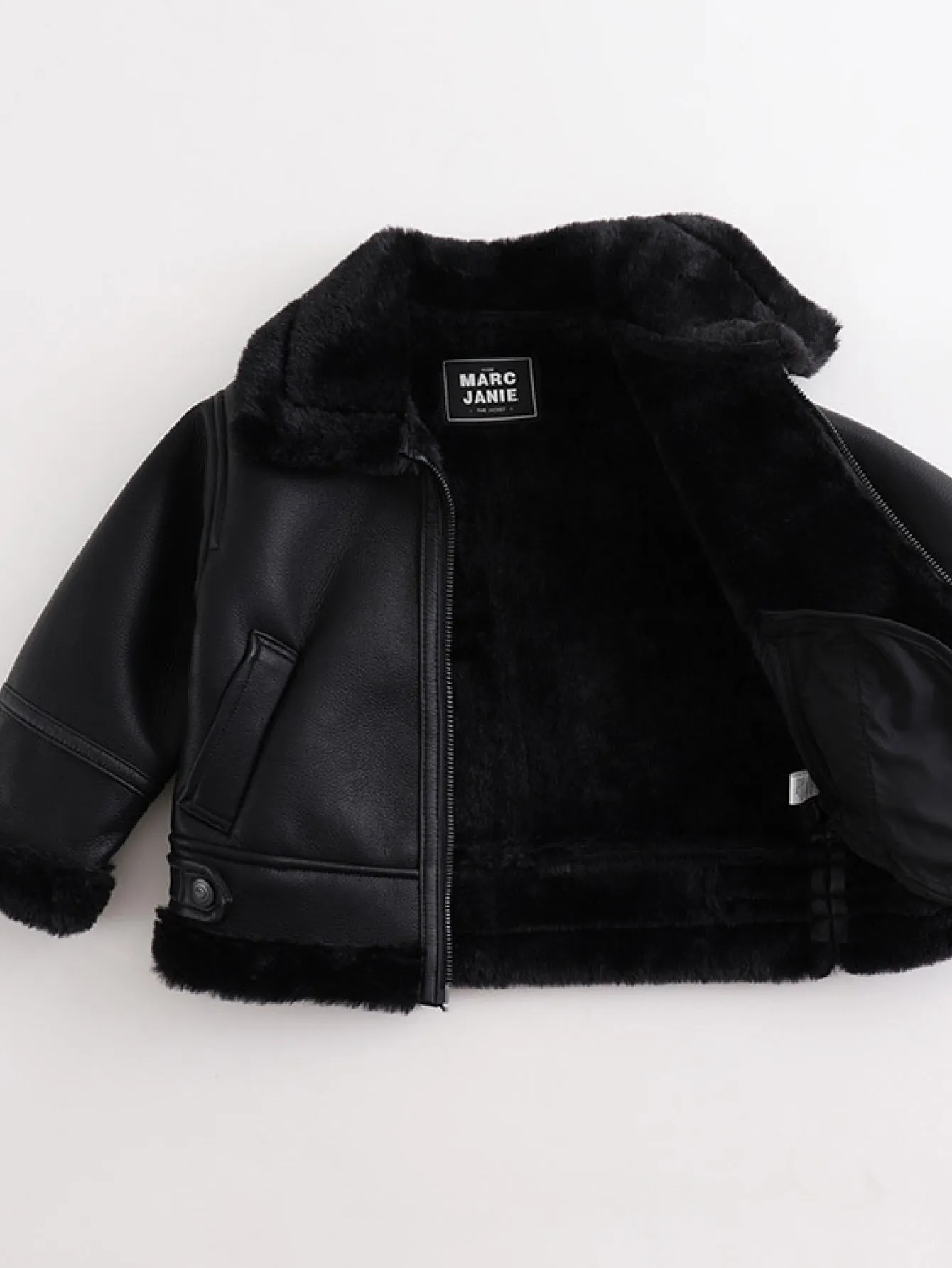 MARC & JANIE Boys Fleece Lined PU Leather Jacket