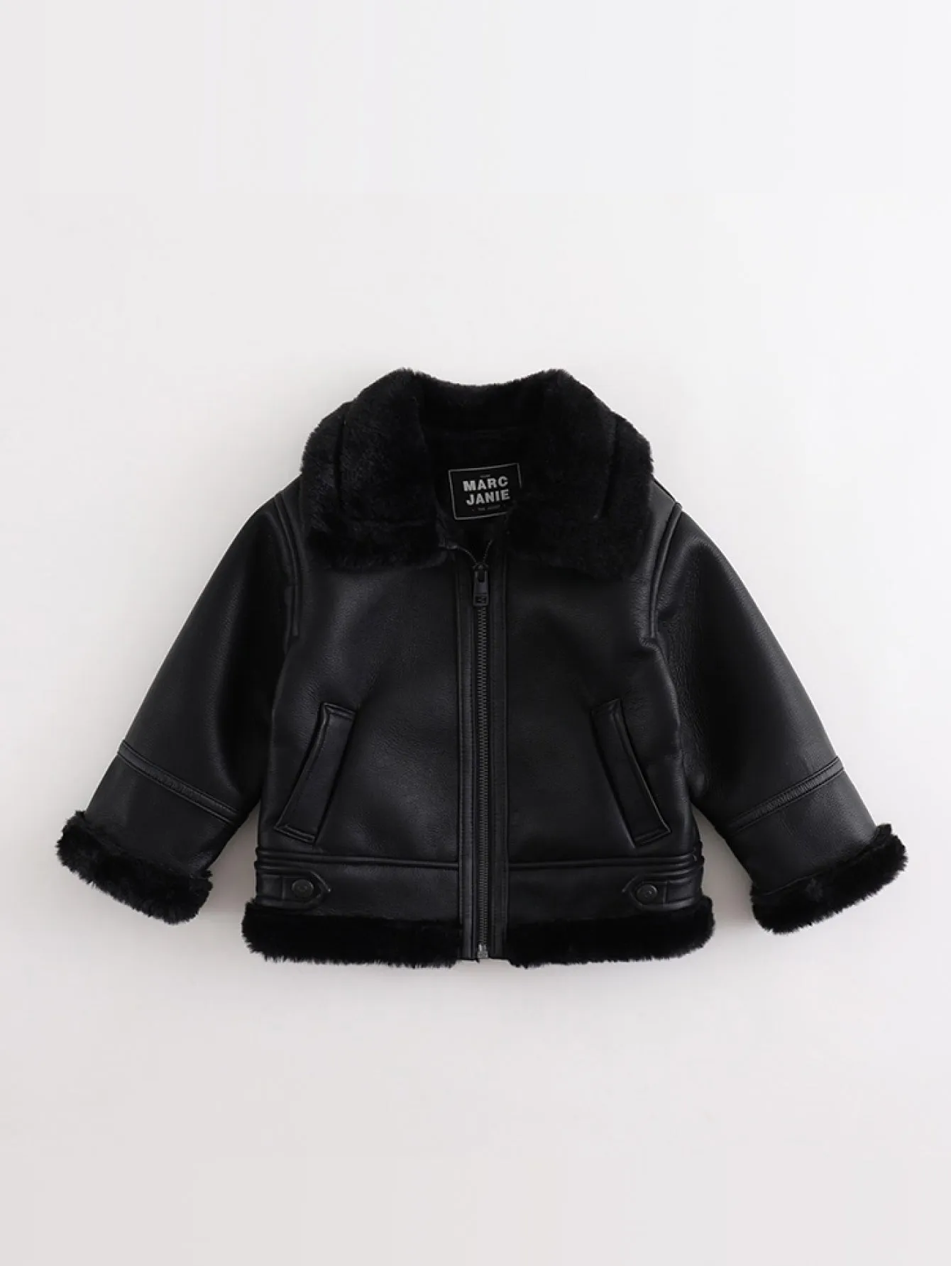 MARC & JANIE Boys Fleece Lined PU Leather Jacket
