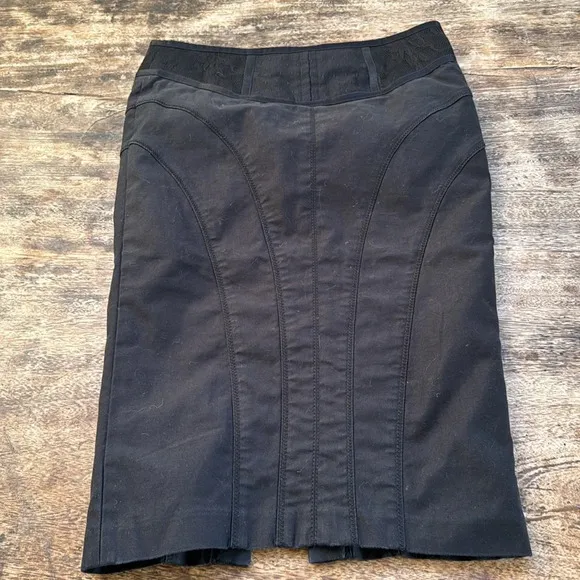 Marciano Women's pencil Skirt Stretch Black Knee Length Cotton Wide Waist Size 2