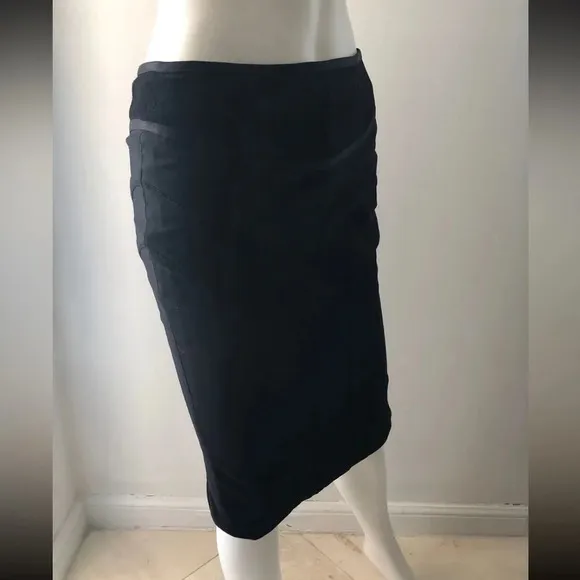 Marciano Women's pencil Skirt Stretch Black Knee Length Cotton Wide Waist Size 2