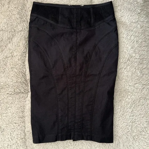 Marciano Women's pencil Skirt Stretch Black Knee Length Cotton Wide Waist Size 2