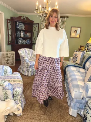 Maria Floral Block Print Maxi Skirt in Amythyst