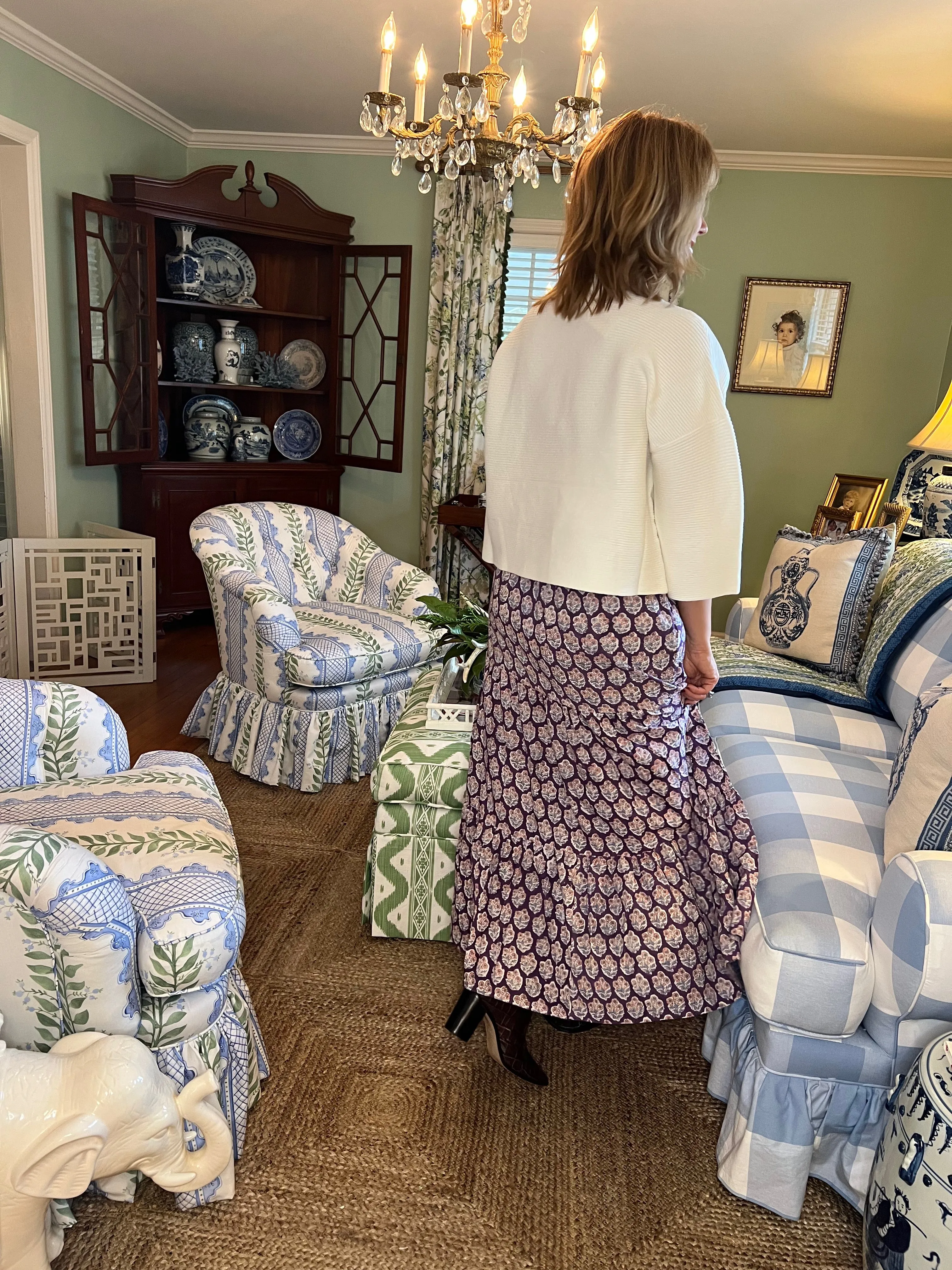 Maria Floral Block Print Maxi Skirt in Amythyst