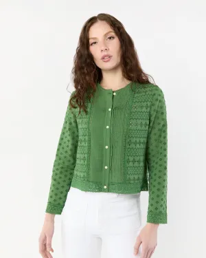 Marianne Top in Green Eyelet Patchwork