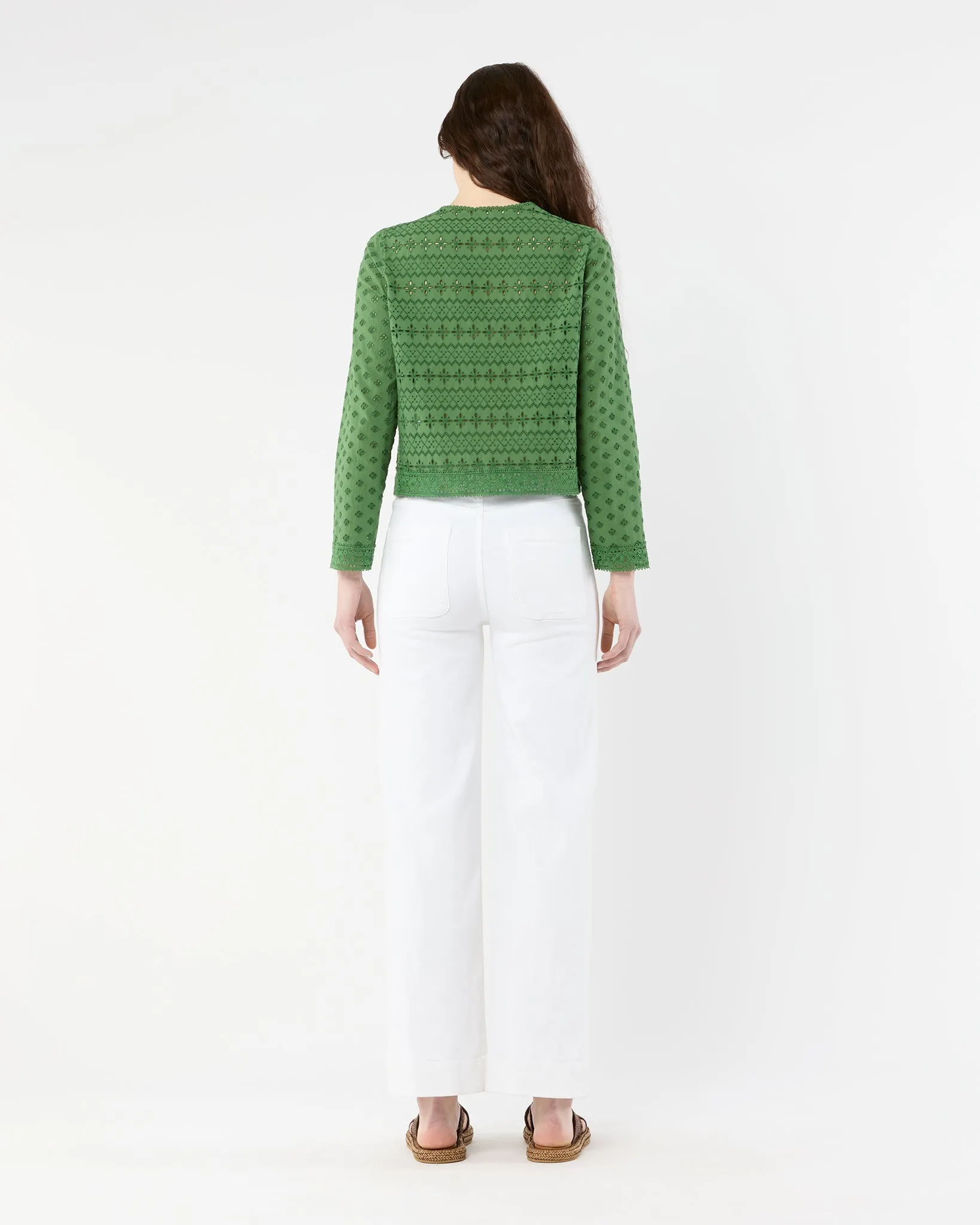 Marianne Top in Green Eyelet Patchwork