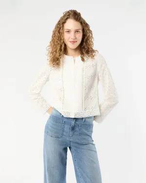 Marianne Top in White Eyelet Patchwork