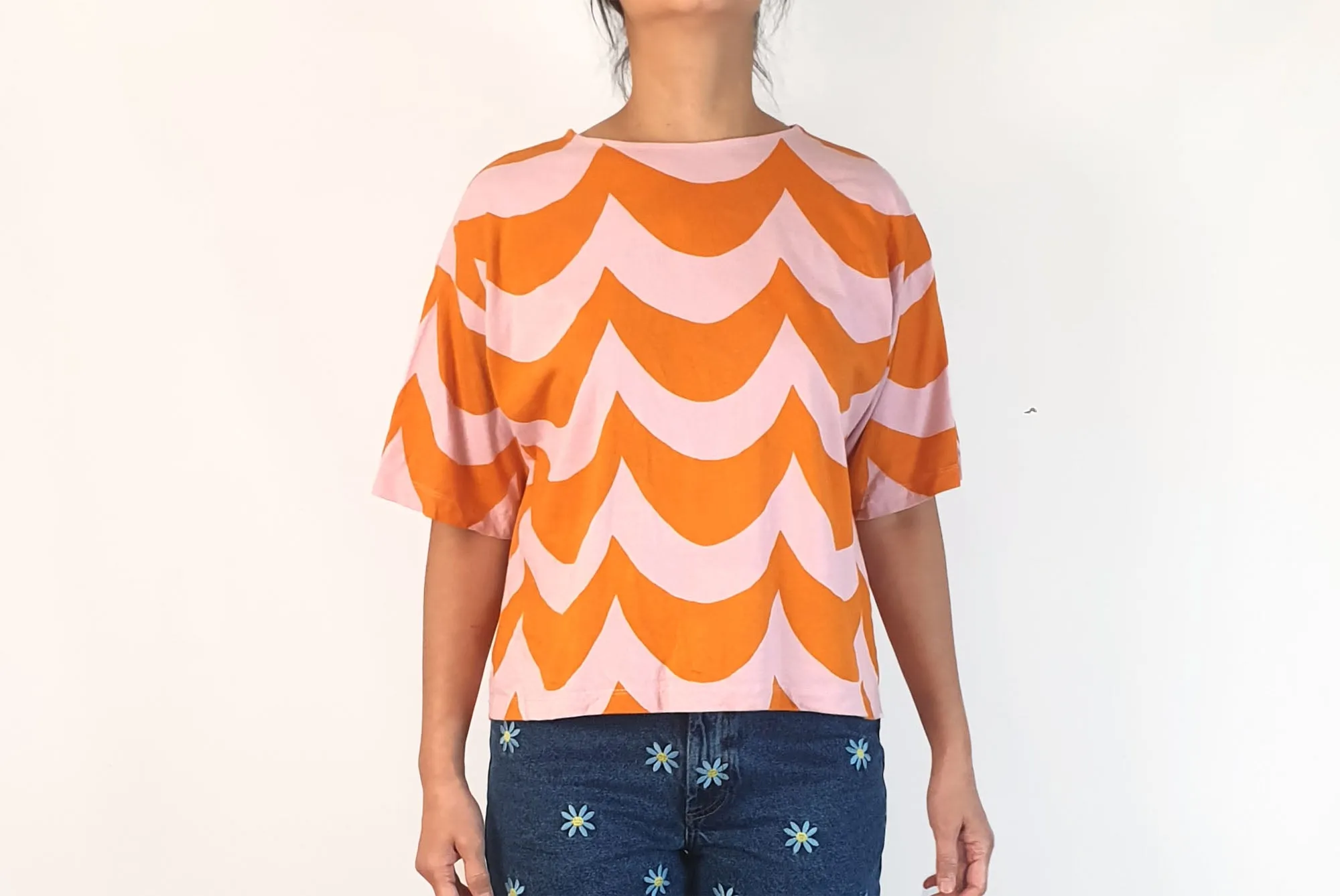 Marimekko   Uniqlo pink and orange print top size S