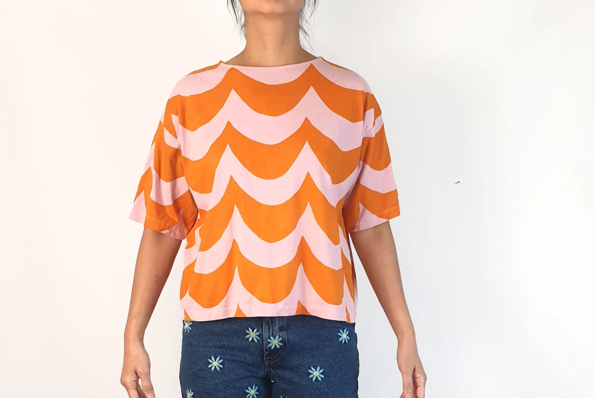 Marimekko   Uniqlo pink and orange print top size S