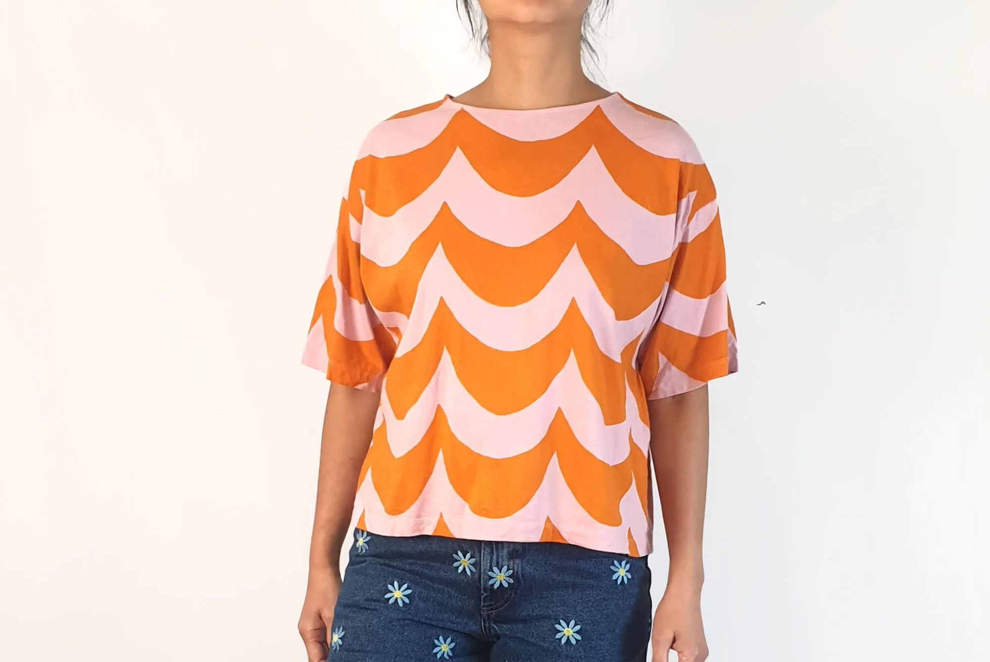 Marimekko   Uniqlo pink and orange print top size S
