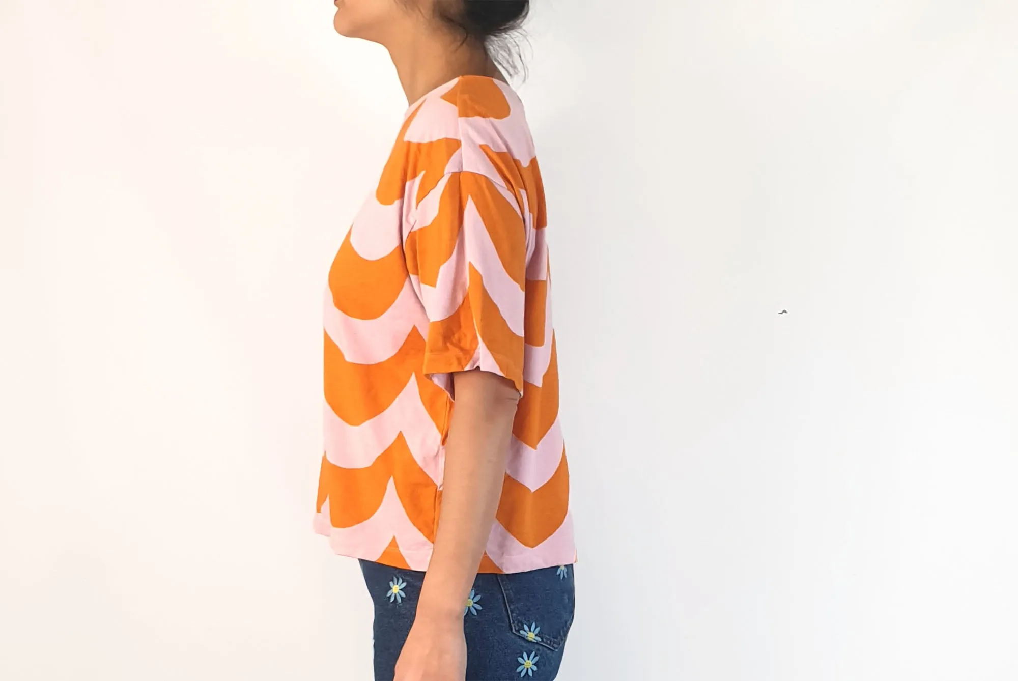 Marimekko   Uniqlo pink and orange print top size S