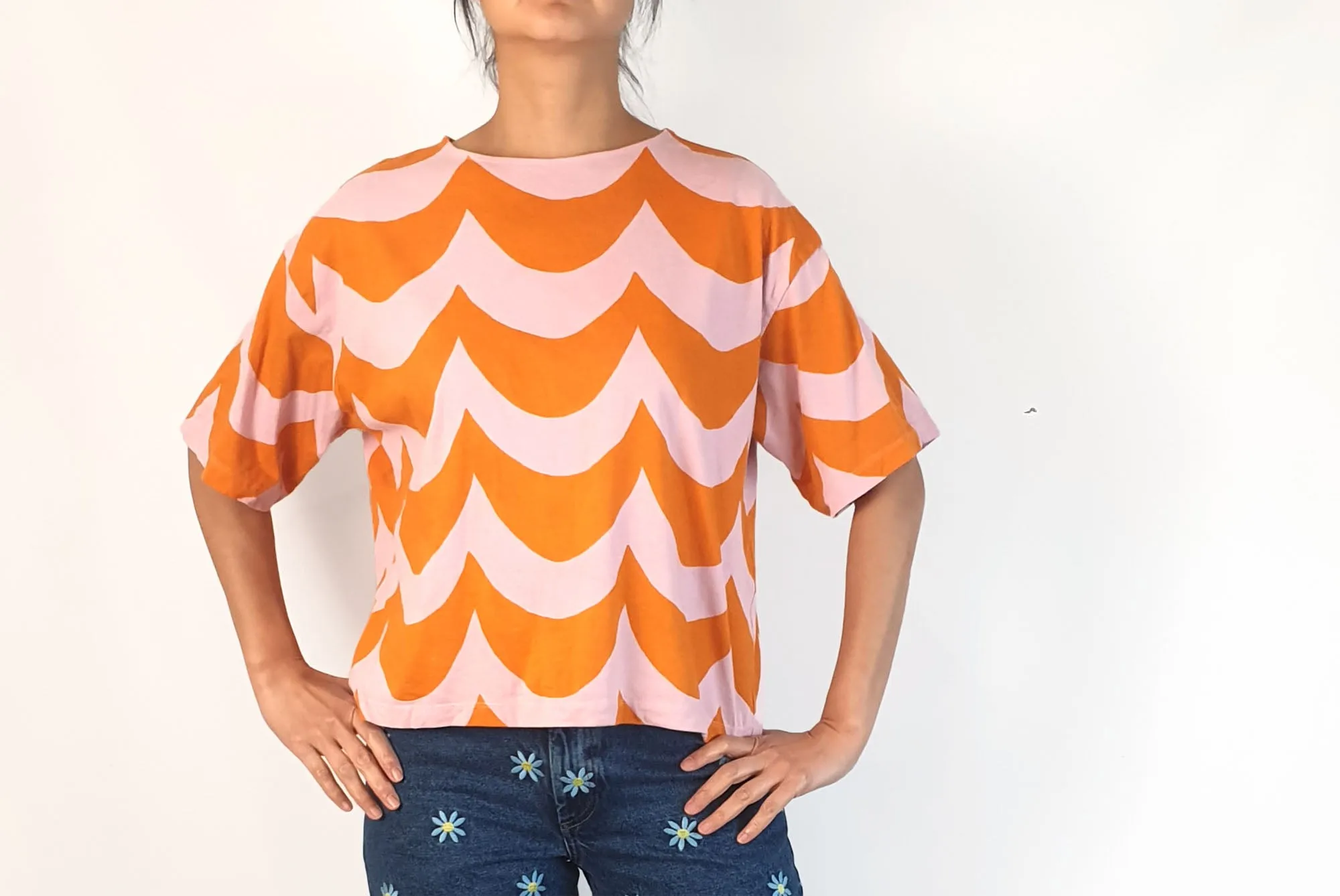 Marimekko   Uniqlo pink and orange print top size S
