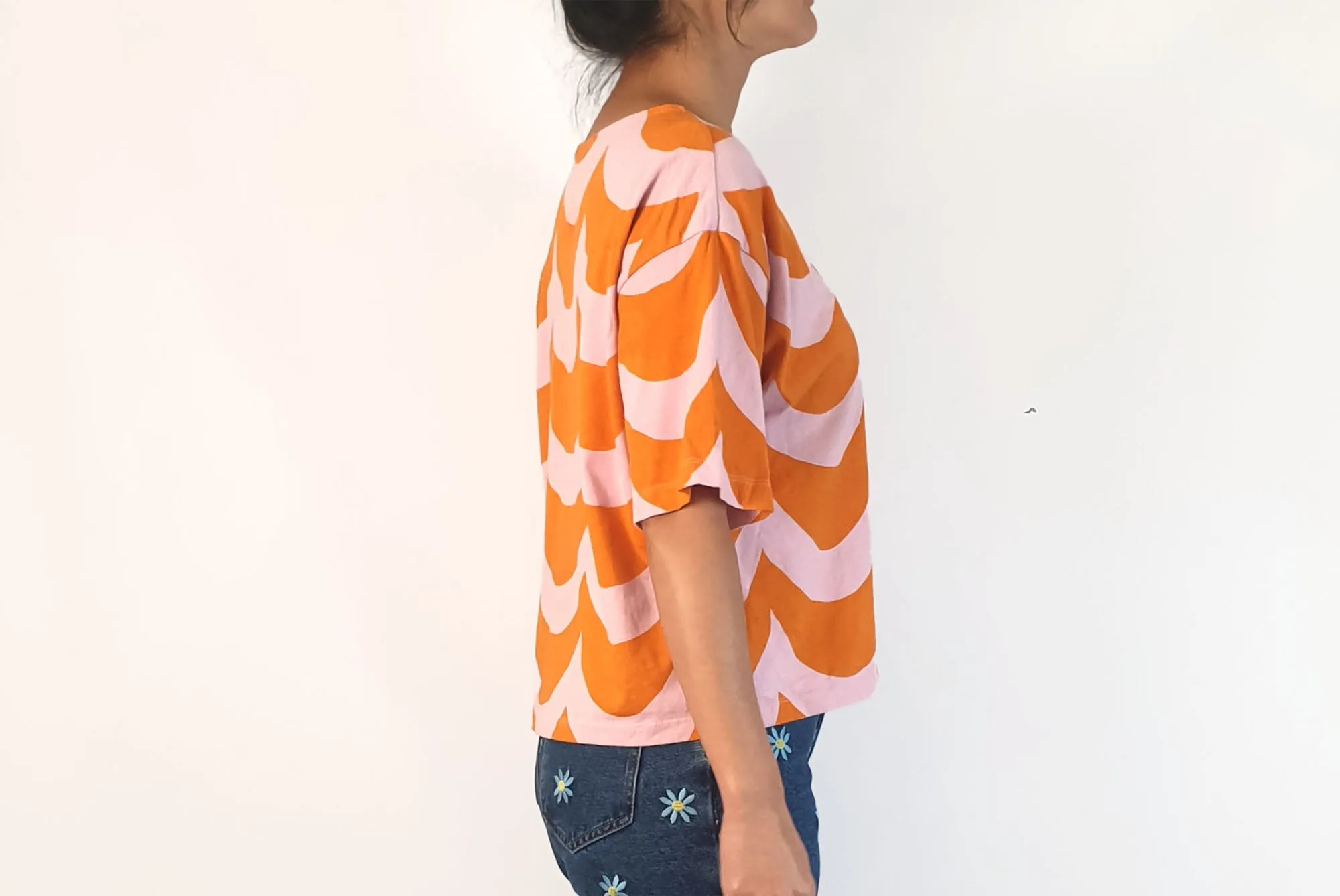 Marimekko   Uniqlo pink and orange print top size S