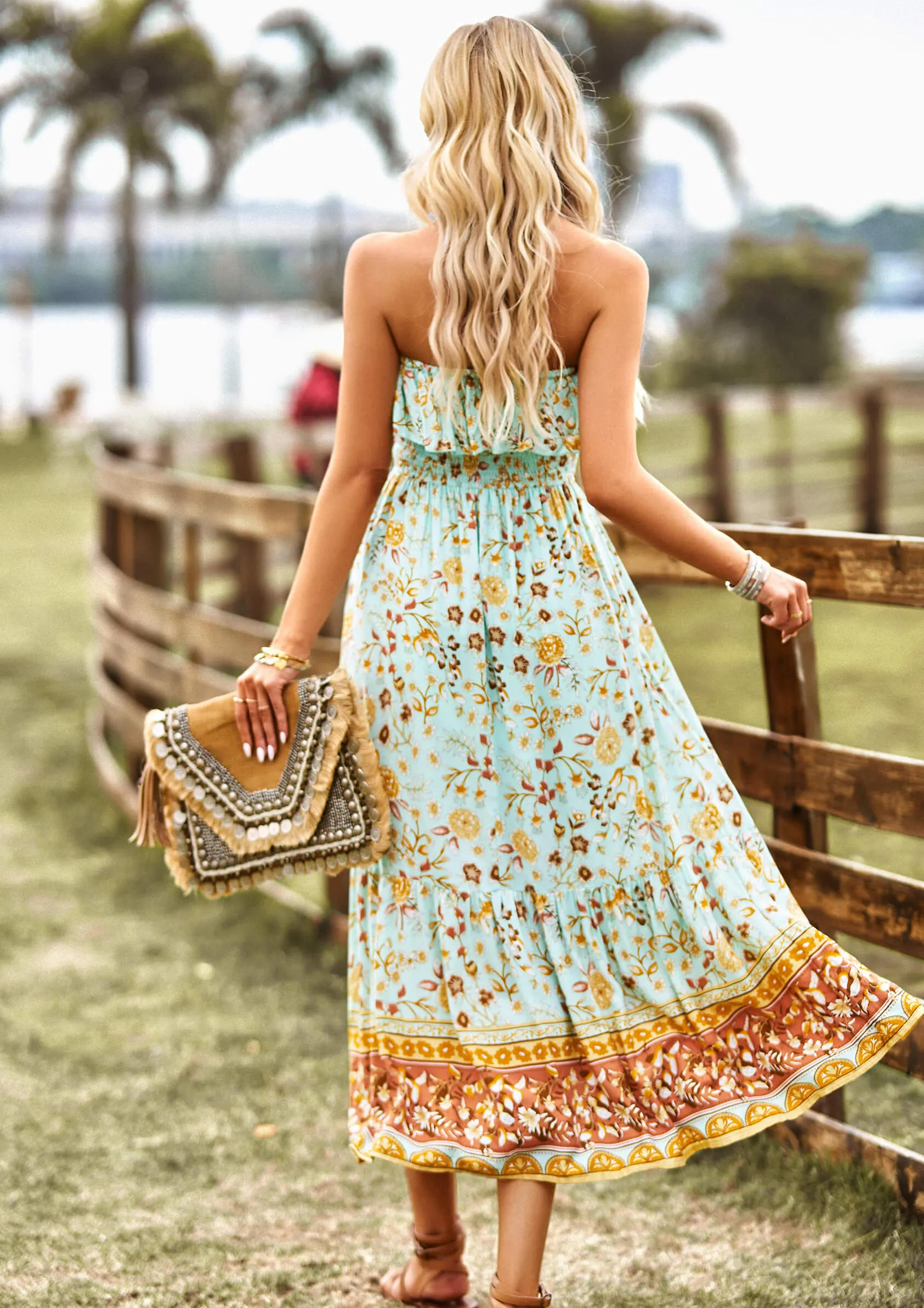 Marisa Floral Off The Shoulder Maxi Dress - Geen