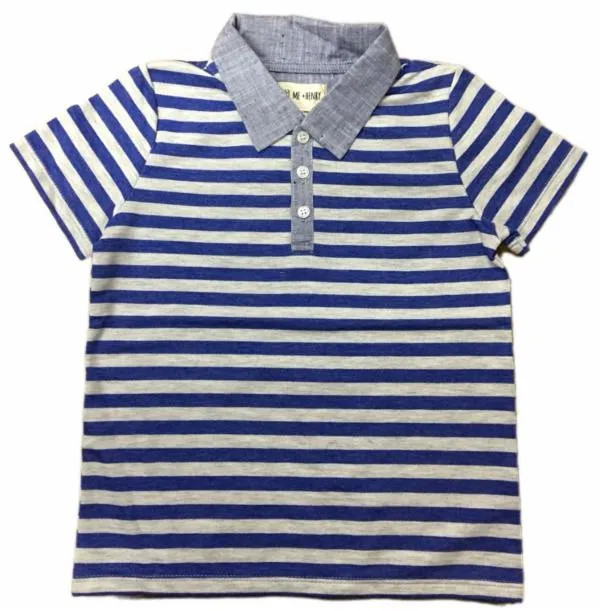 Me & Henry Blue Stripe S/S Polo Shirt