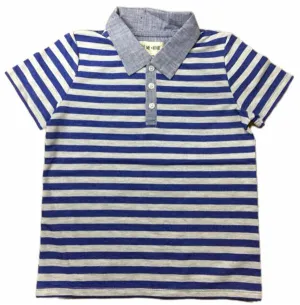 Me & Henry Blue Stripe S/S Polo Shirt