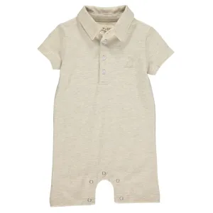 Me & Henry Drift Polo Romper (Stone Pique)