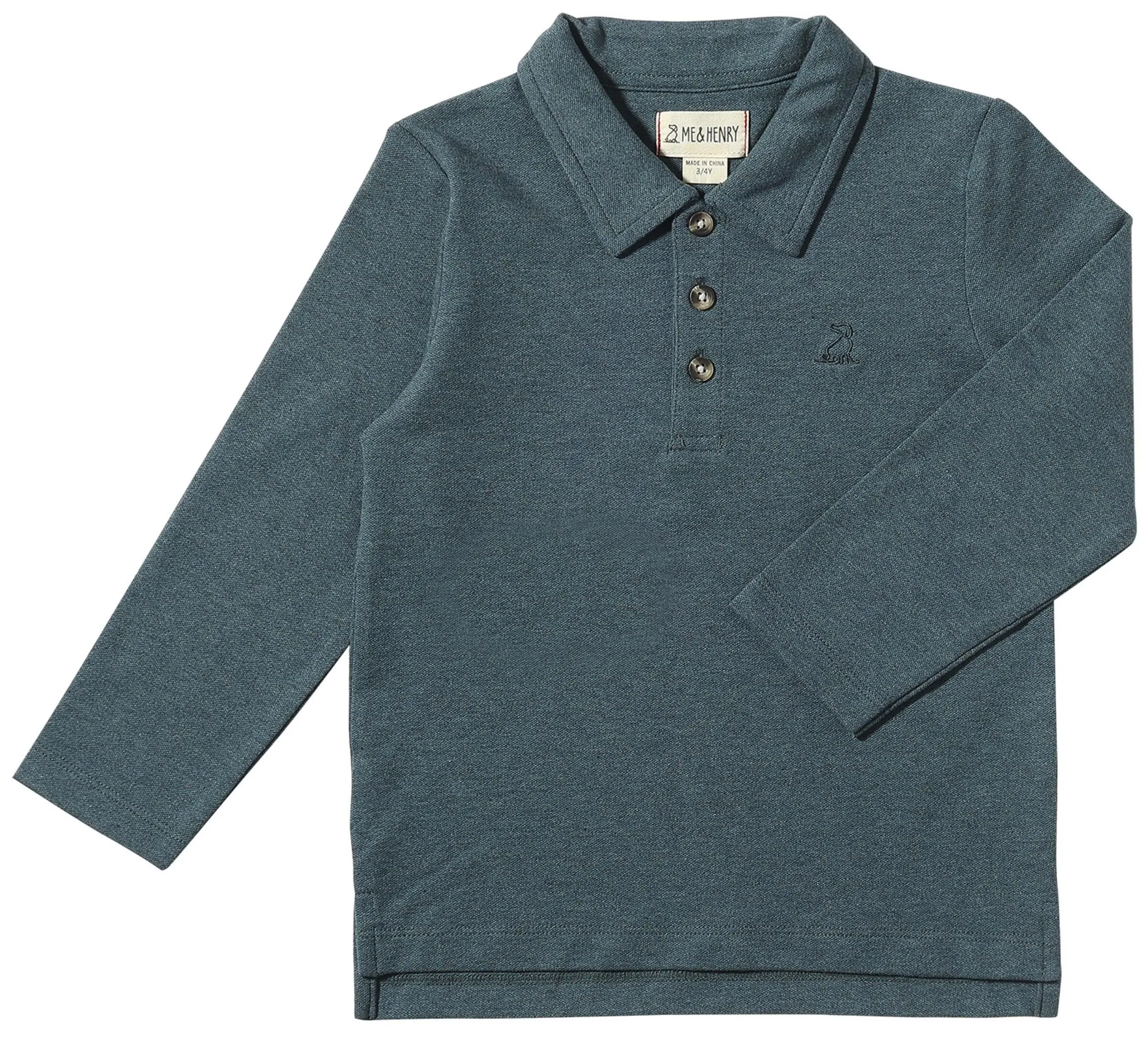 Me & Henry Spencer L/S Polo Shirt - Blue