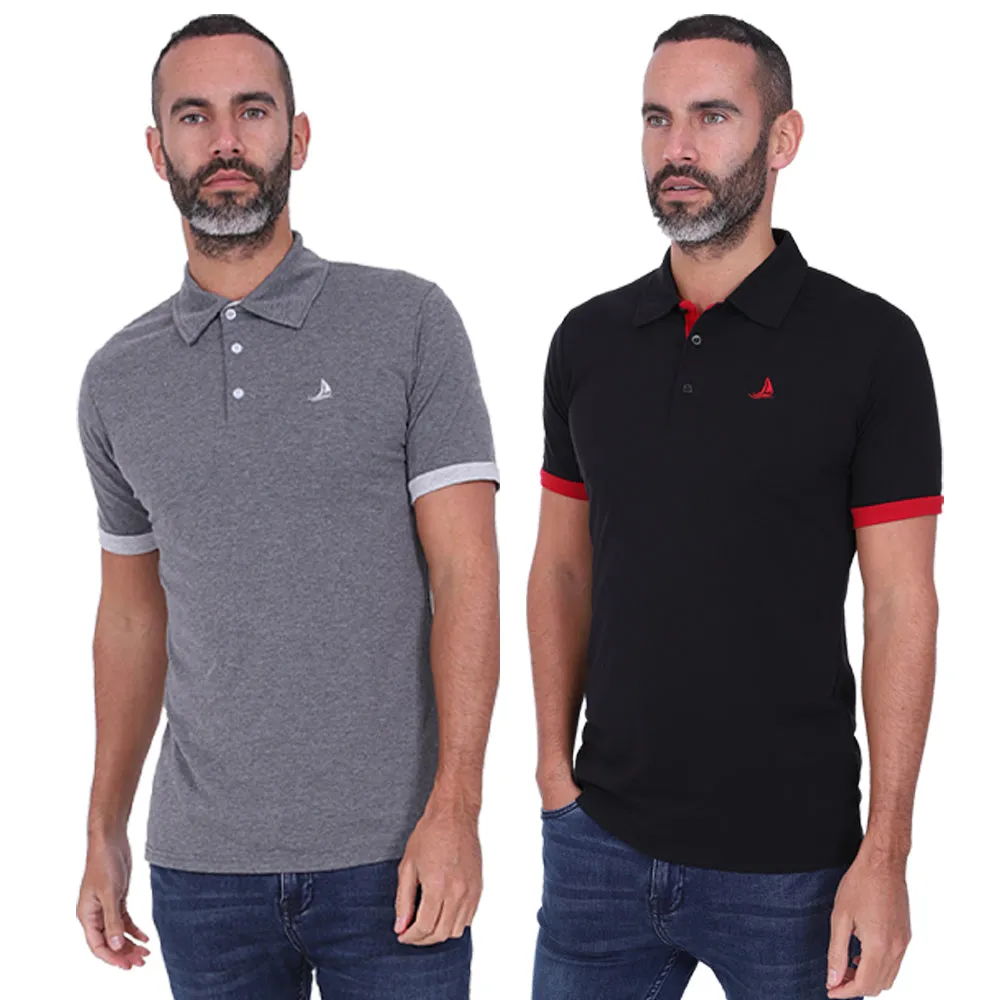 Men's 2 Pack Short Sleeve Polos - Black / Grey