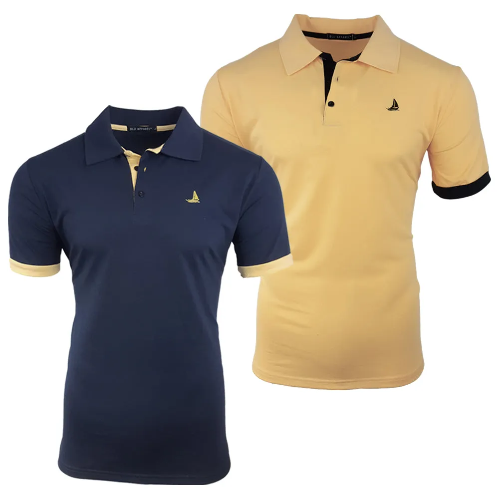Men's 2 Pack Short Sleeve Polos - Black / Grey