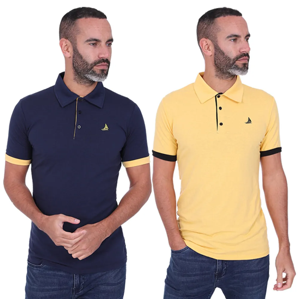 Men's 2 Pack Short Sleeve Polos - Black / Grey