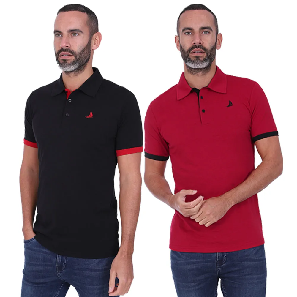 Men's 2 Pack Short Sleeve Polos - Black / Grey