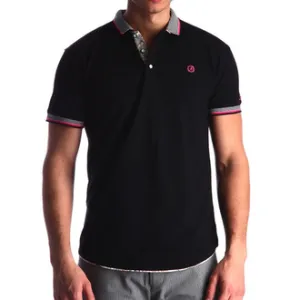 Men's Black - Paisley Turkey Slim Fit Mesh Polo Shirt ( Size - Only XS )