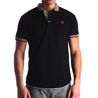 Men's Black - Paisley Turkey Slim Fit Mesh Polo Shirt ( Size - Only XS )