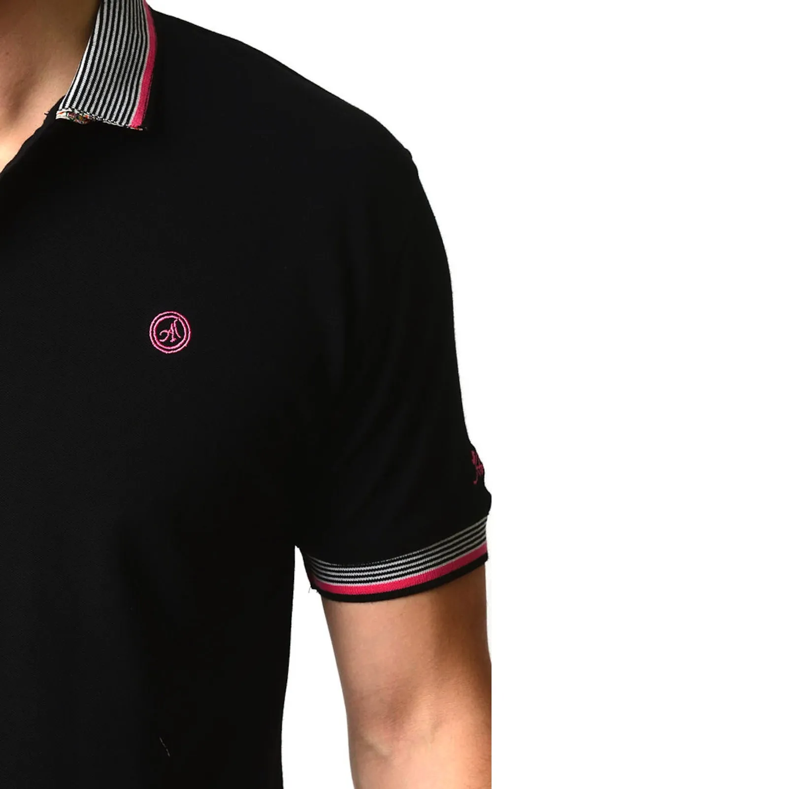 Men's Black - Paisley Turkey Slim Fit Mesh Polo Shirt ( Size - Only XS )
