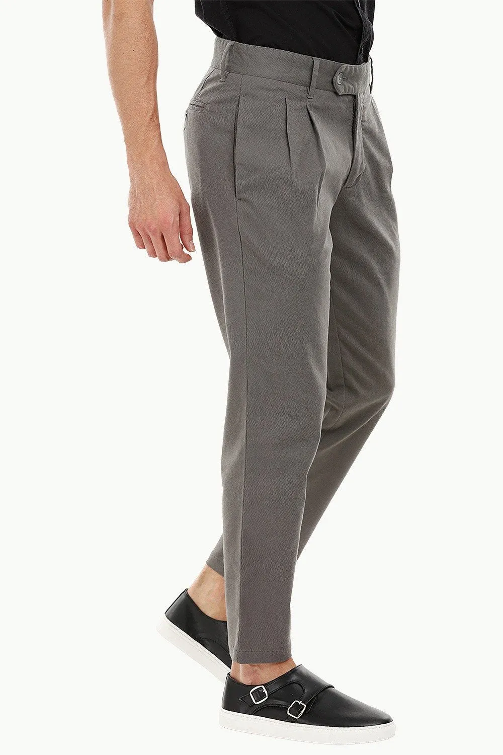 Mens Slate Grey Pleated Pants