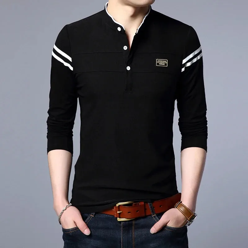 Men's Summer Long Sleeve Cotton Polo Shirt