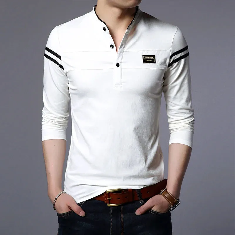 Men's Summer Long Sleeve Cotton Polo Shirt