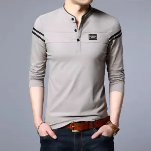 Men's Summer Long Sleeve Cotton Polo Shirt