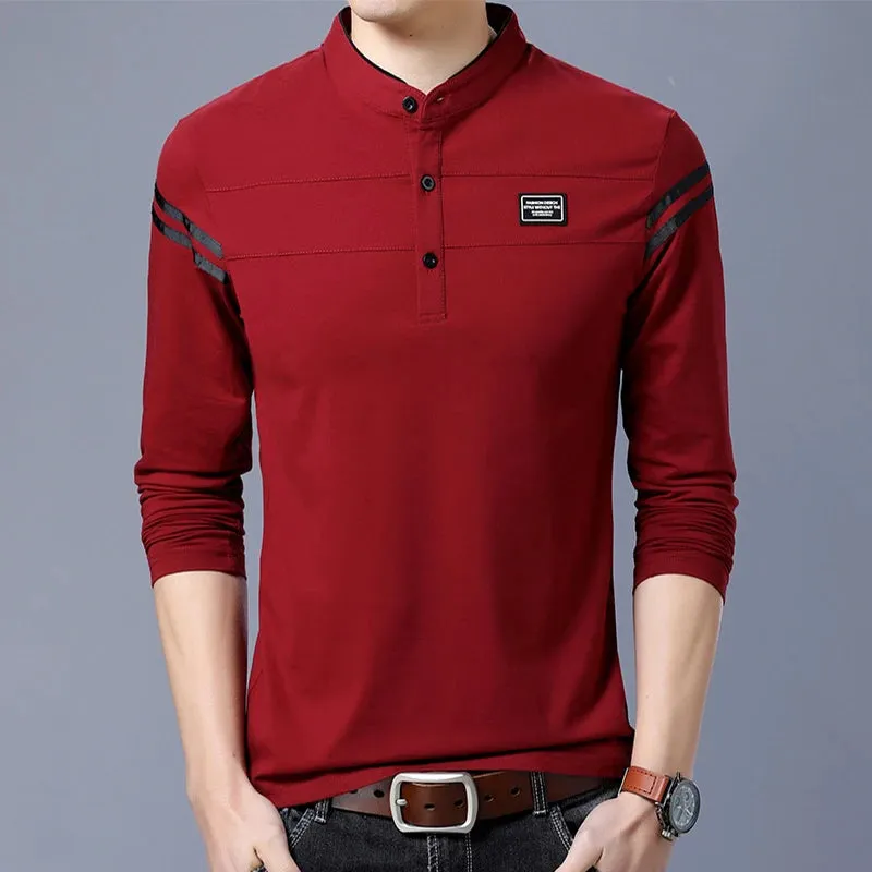 Men's Summer Long Sleeve Cotton Polo Shirt