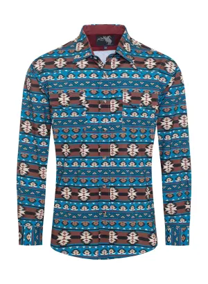 Men's Western Pearl Snap Aztec Print Shirt - MPS110L-118
