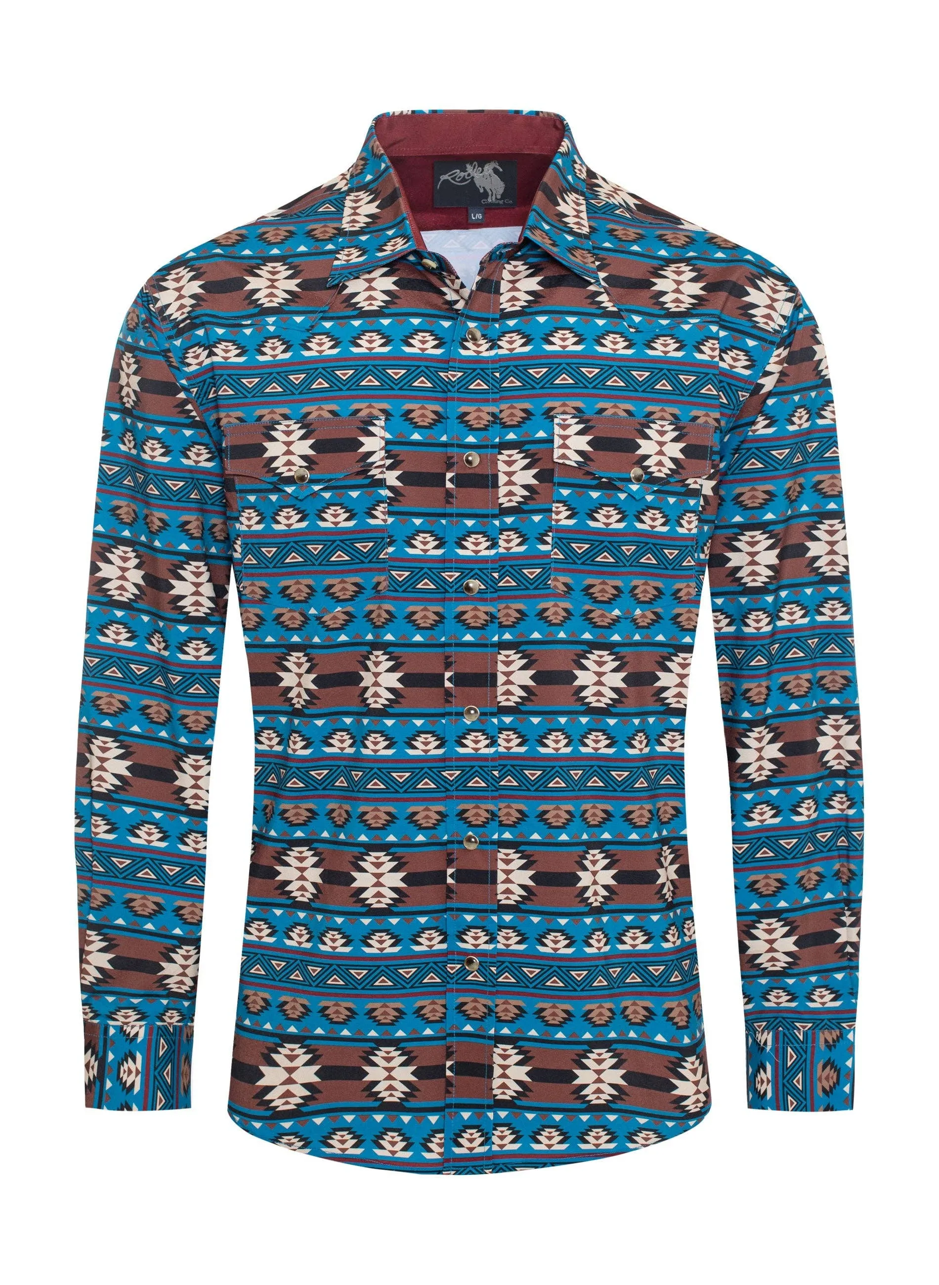 Men's Western Pearl Snap Aztec Print Shirt - MPS110L-118