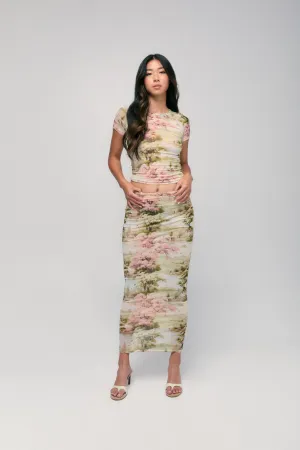 Mesh Scottish Fields Maxi Skirt