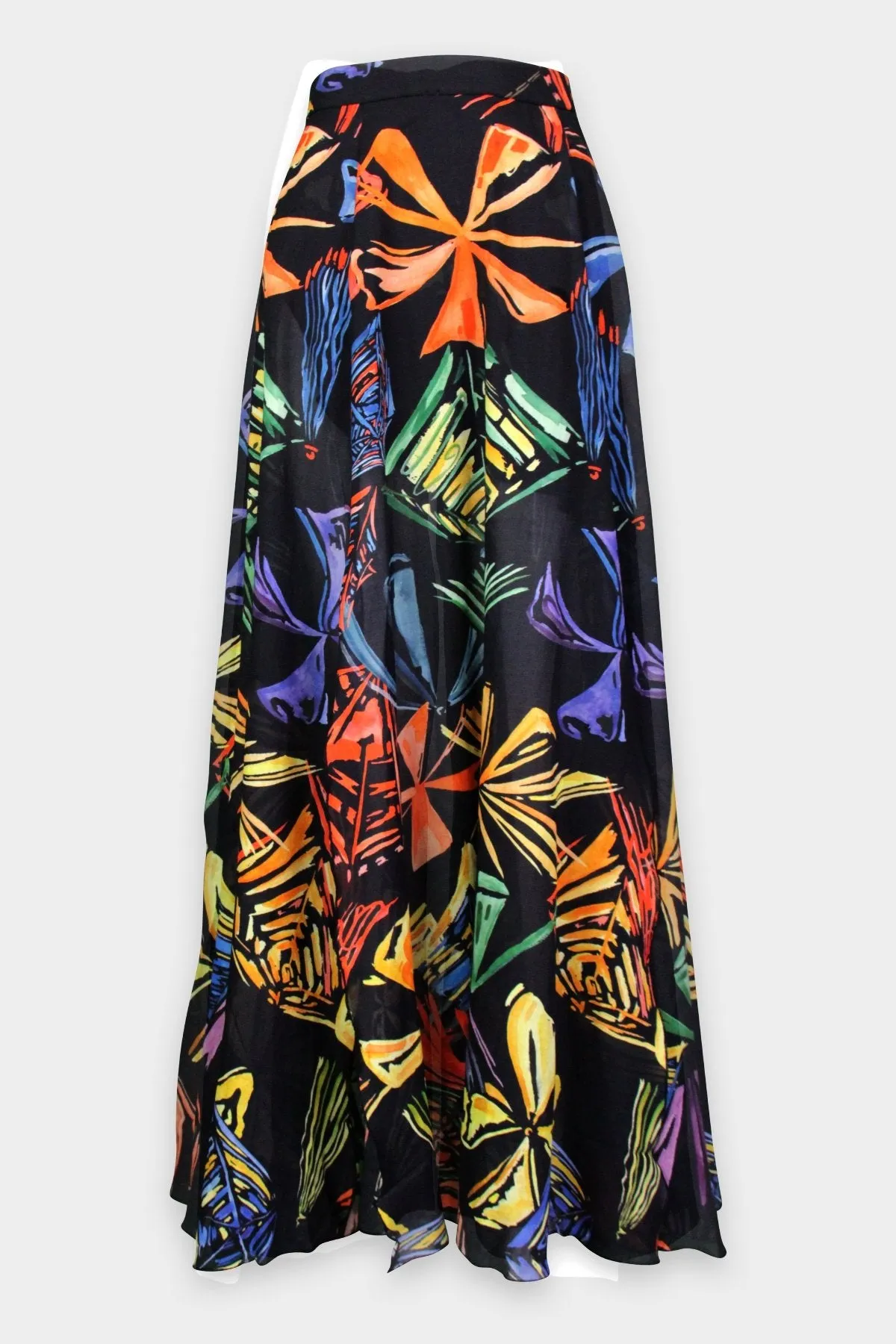 Mia Long Skirt in Black Print