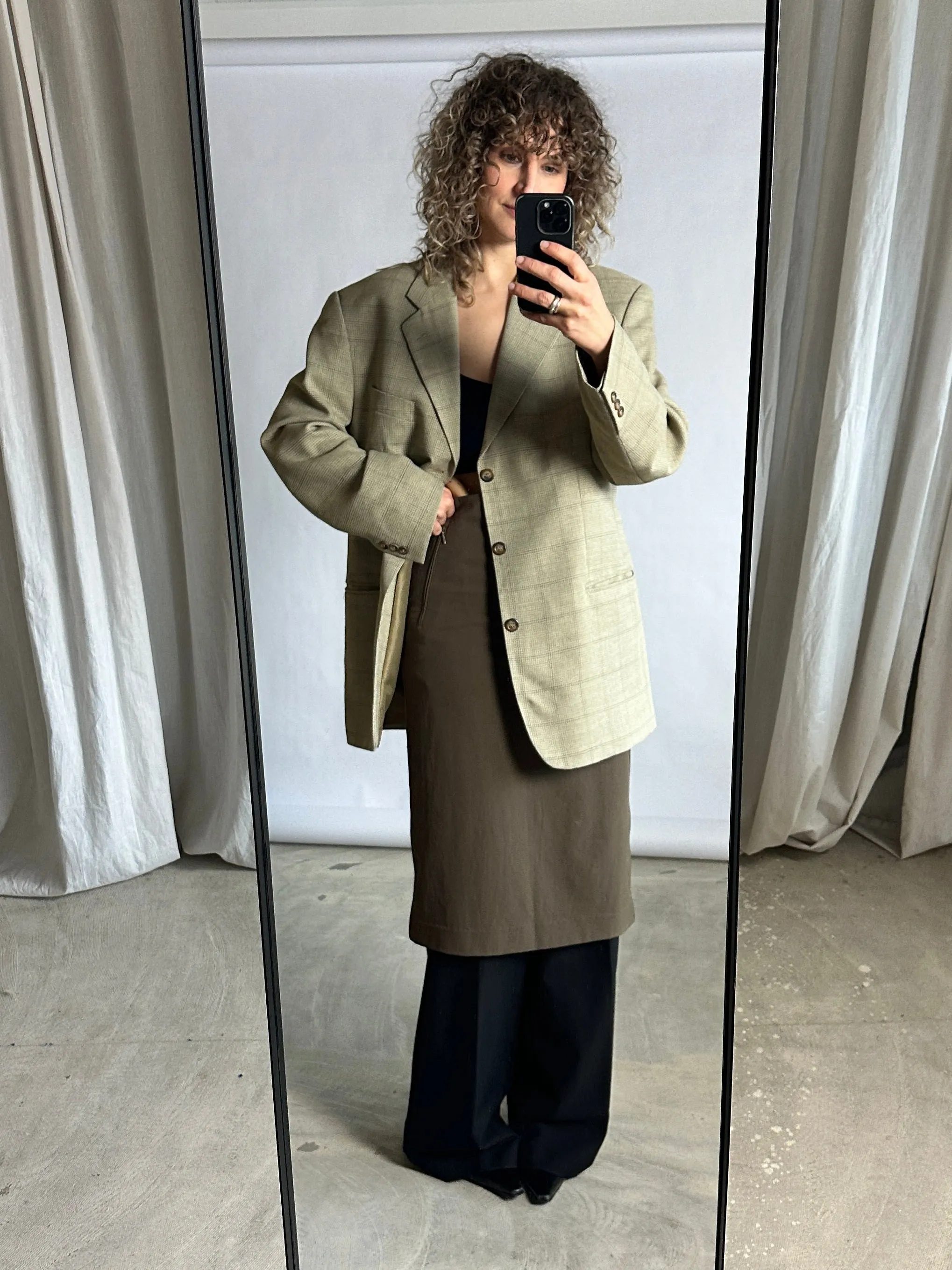 Midi stretch skirt | Khaki