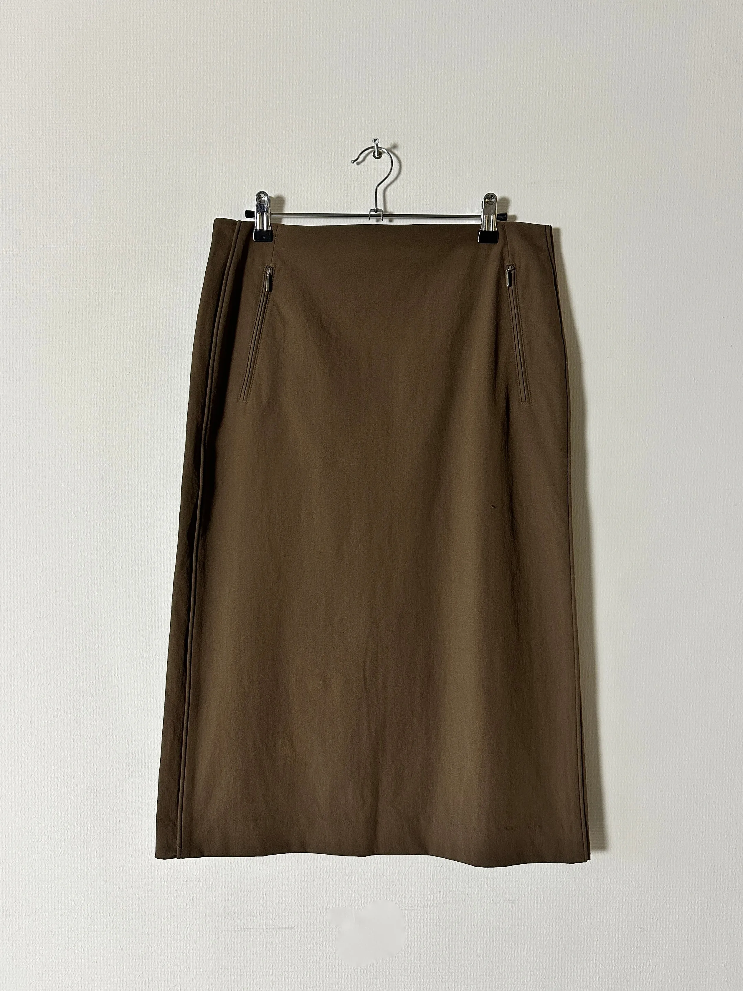 Midi stretch skirt | Khaki