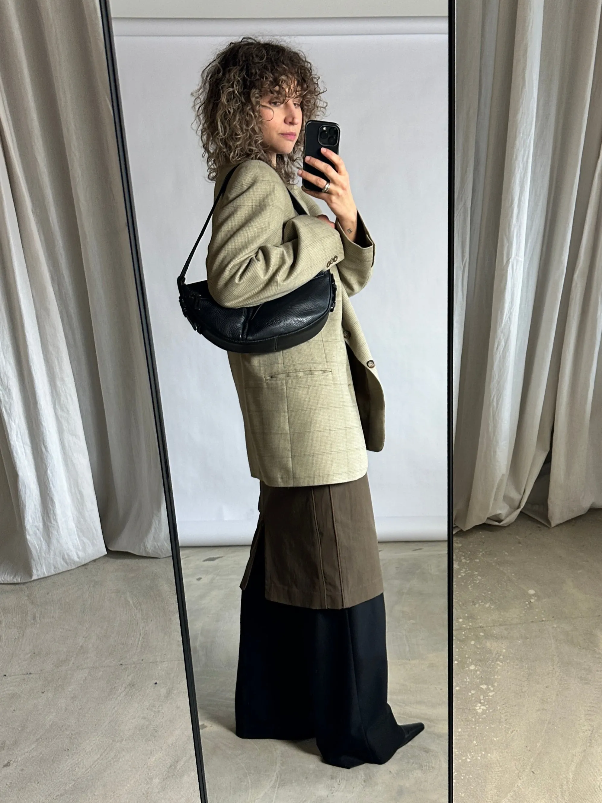 Midi stretch skirt | Khaki