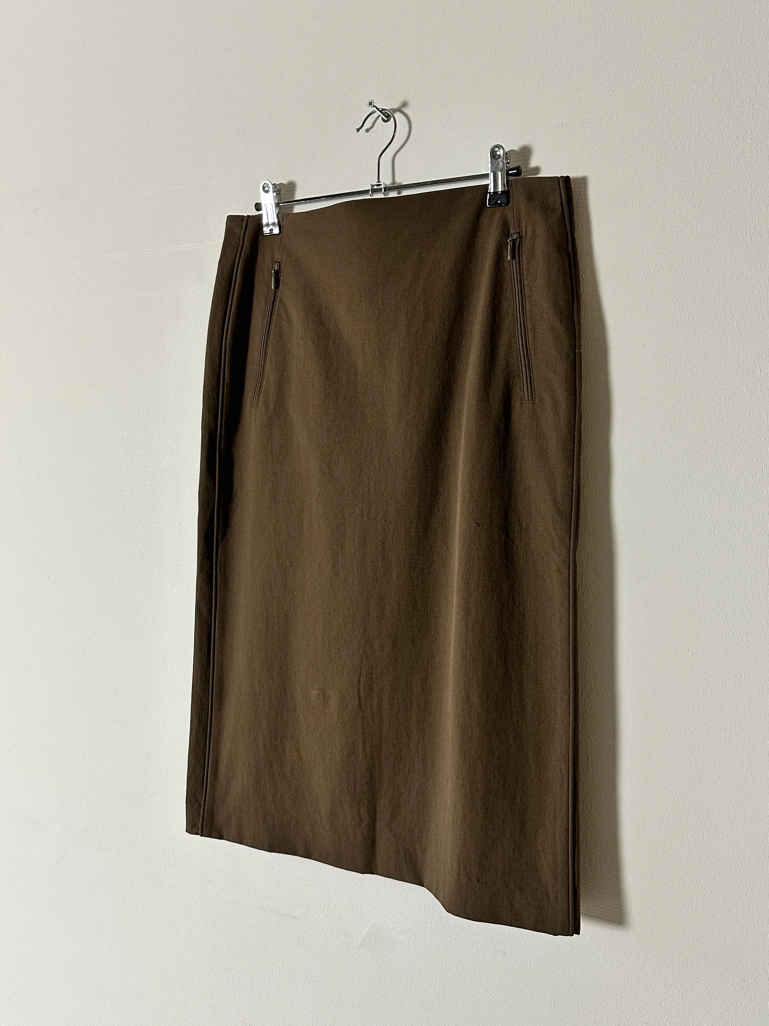 Midi stretch skirt | Khaki