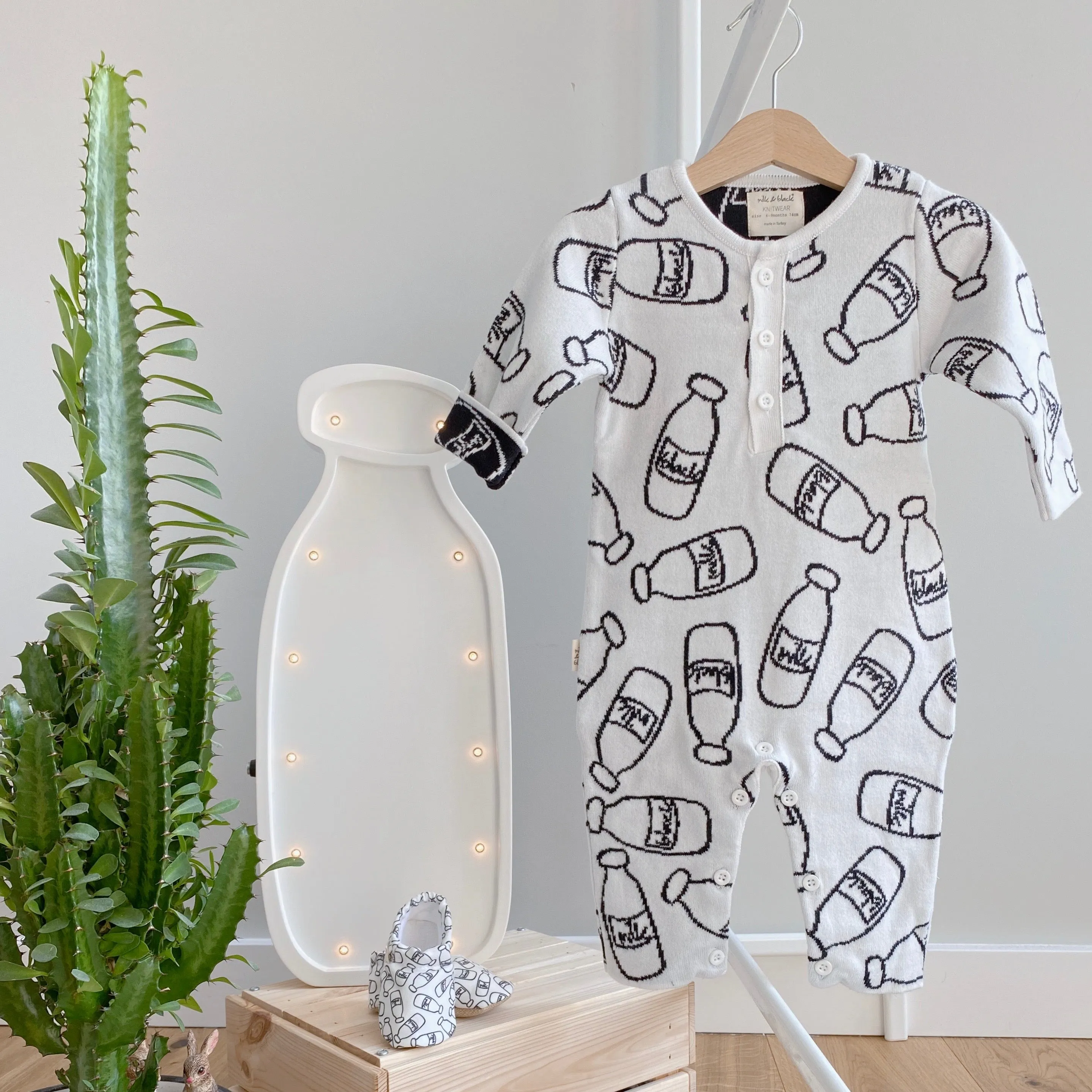MILKANDBLACK knitted 0 cotton romper