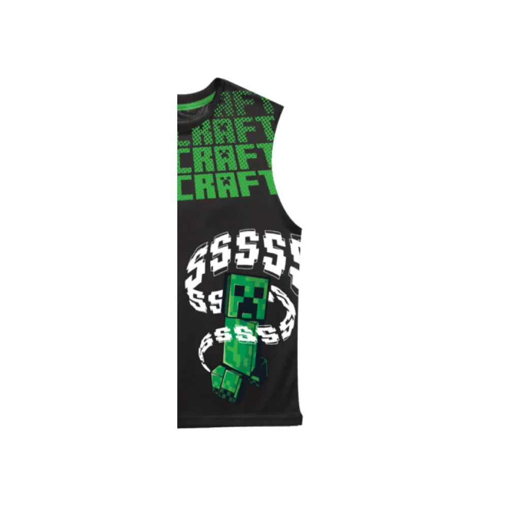 Minecraft Boys Clothes 3pc Top and Short Set Green