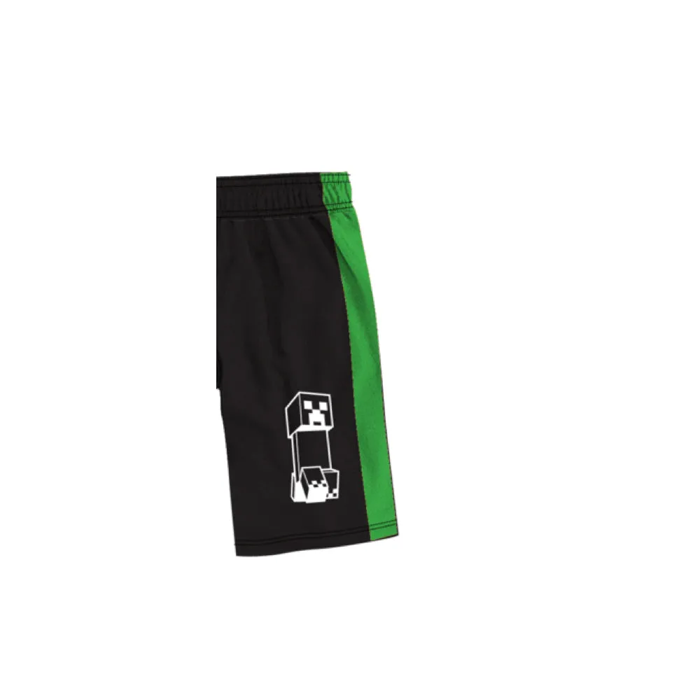 Minecraft Boys Clothes 3pc Top and Short Set Green